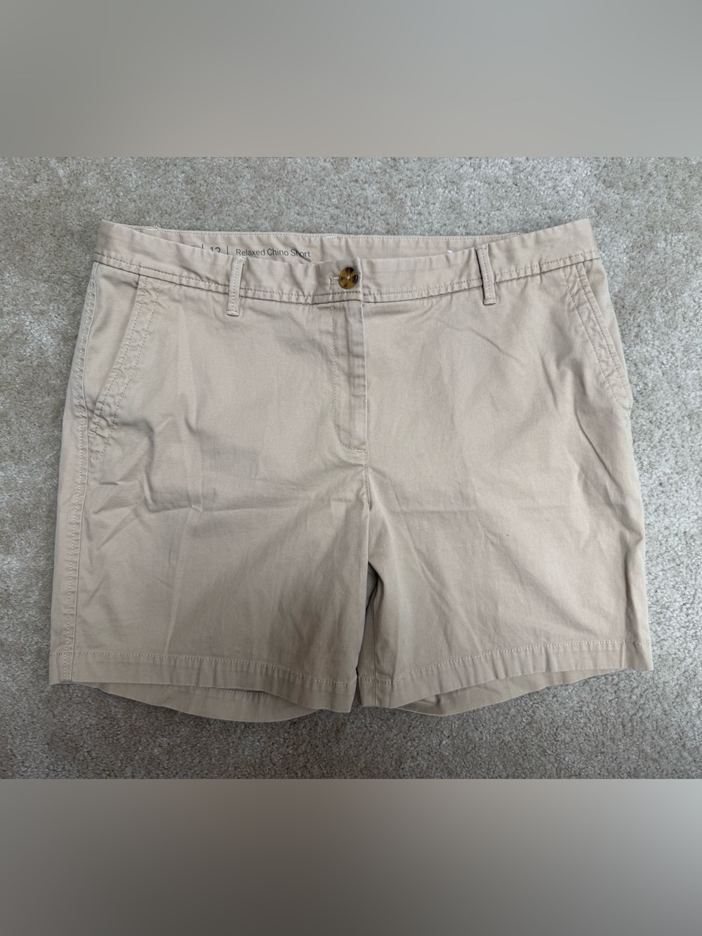 Talbots Sz 12 Neutral Beige Relaxed Chino Shorts